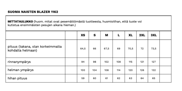 SUOMA NAISTEN BLEISERI BLKBLUE