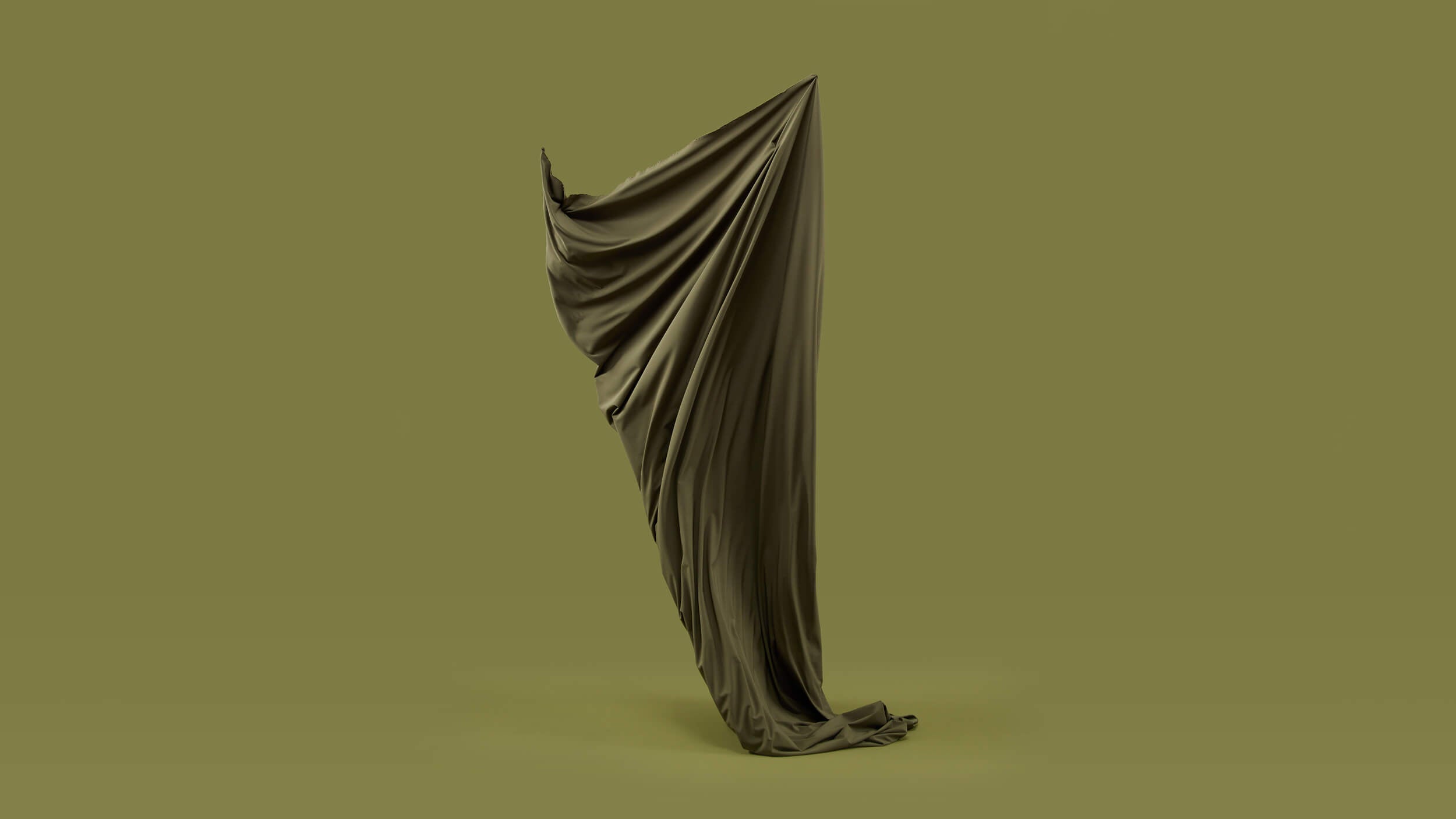 Oliivinvihreä 4-way -kangas leijailee oliivinvihreällä taustalla