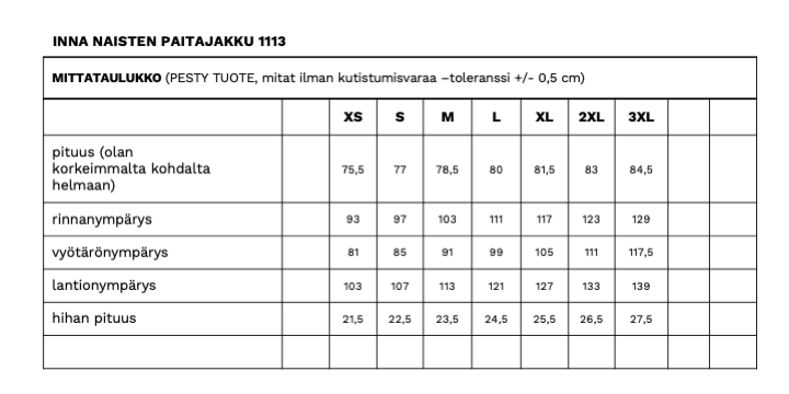 INNA NAISTEN PAITAJAKKU SHL