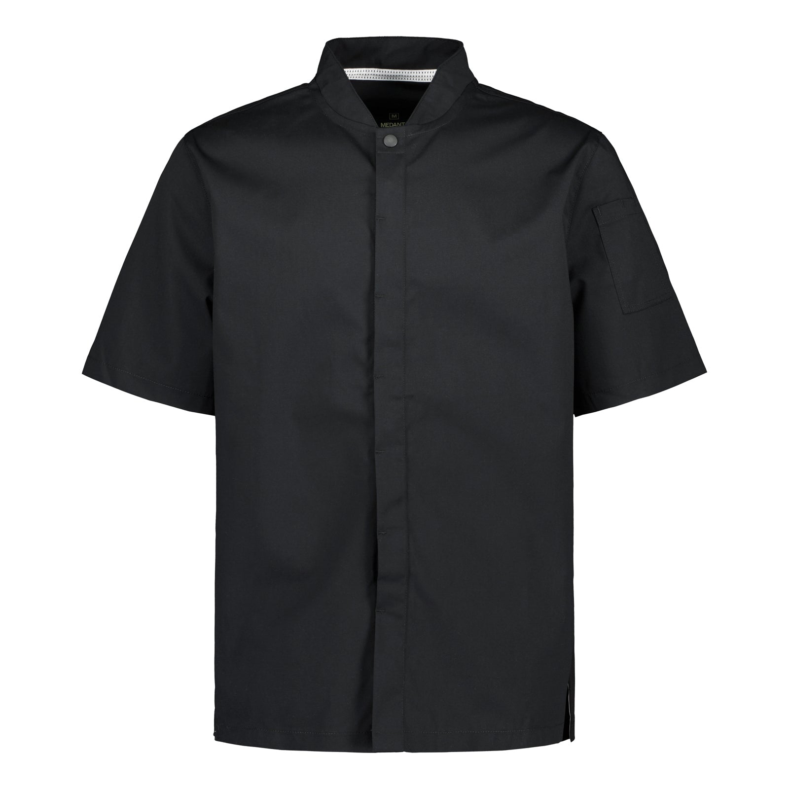 Lähikuvassa musta Leo unisex kokkitakki