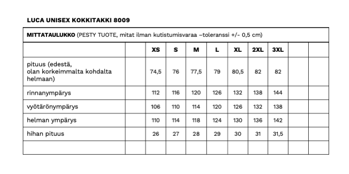 LUCA UNISEX KOKKITAKKI