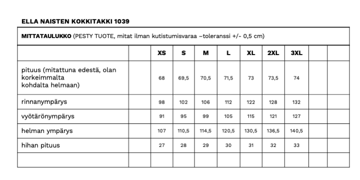 ELLA NAISTEN KOKKITAKKI BLK