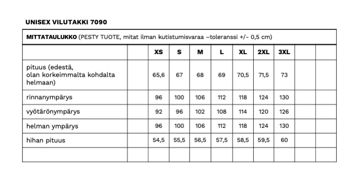 UNISEX VILUTAKKI