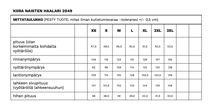 KIIRA NAISTEN HAALARI