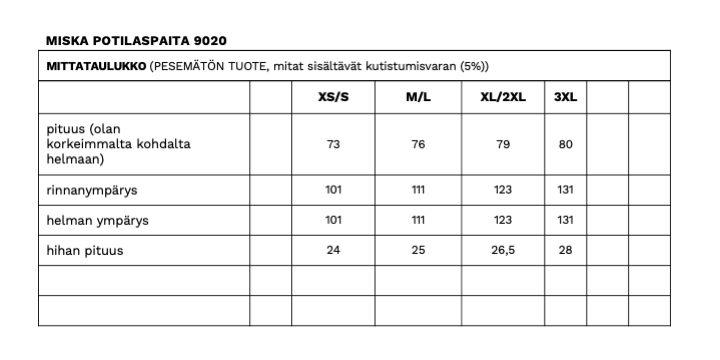 MISKA POTILASPAITA NVYMEL