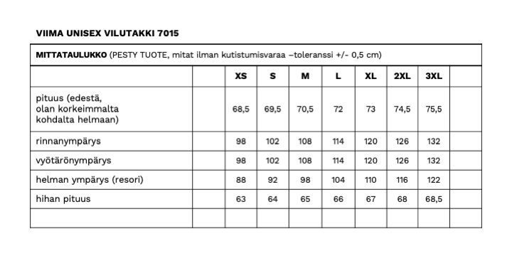 VIIMA UNISEX VILUTAKKI