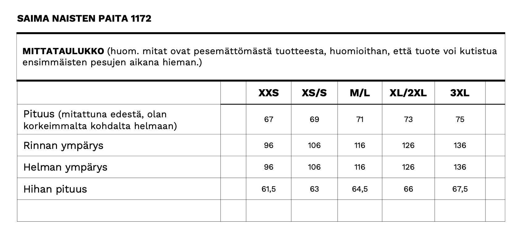 SAIMA NAISTEN PAITAPUSERO BLK