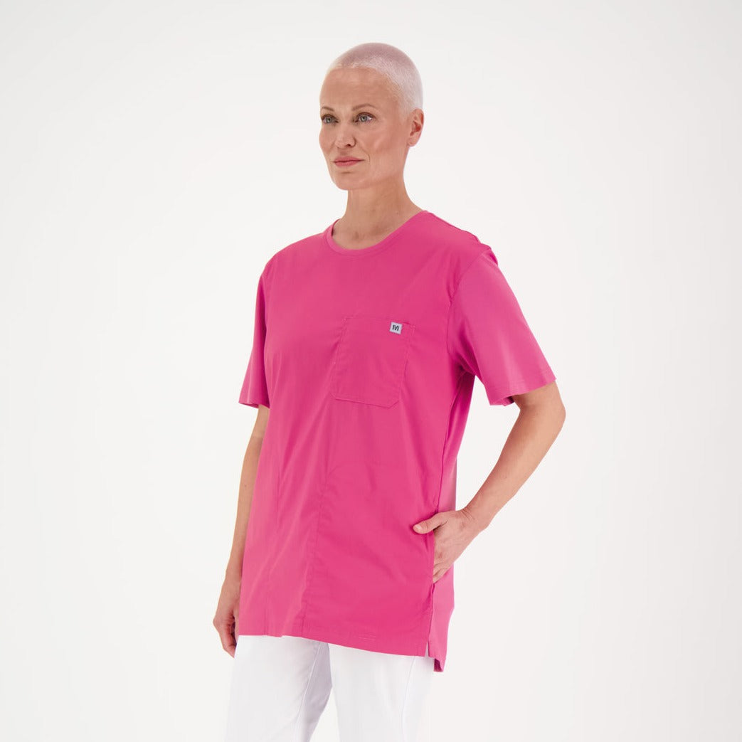 Mallin päällä roosan värinen Lempi unisex työpaita