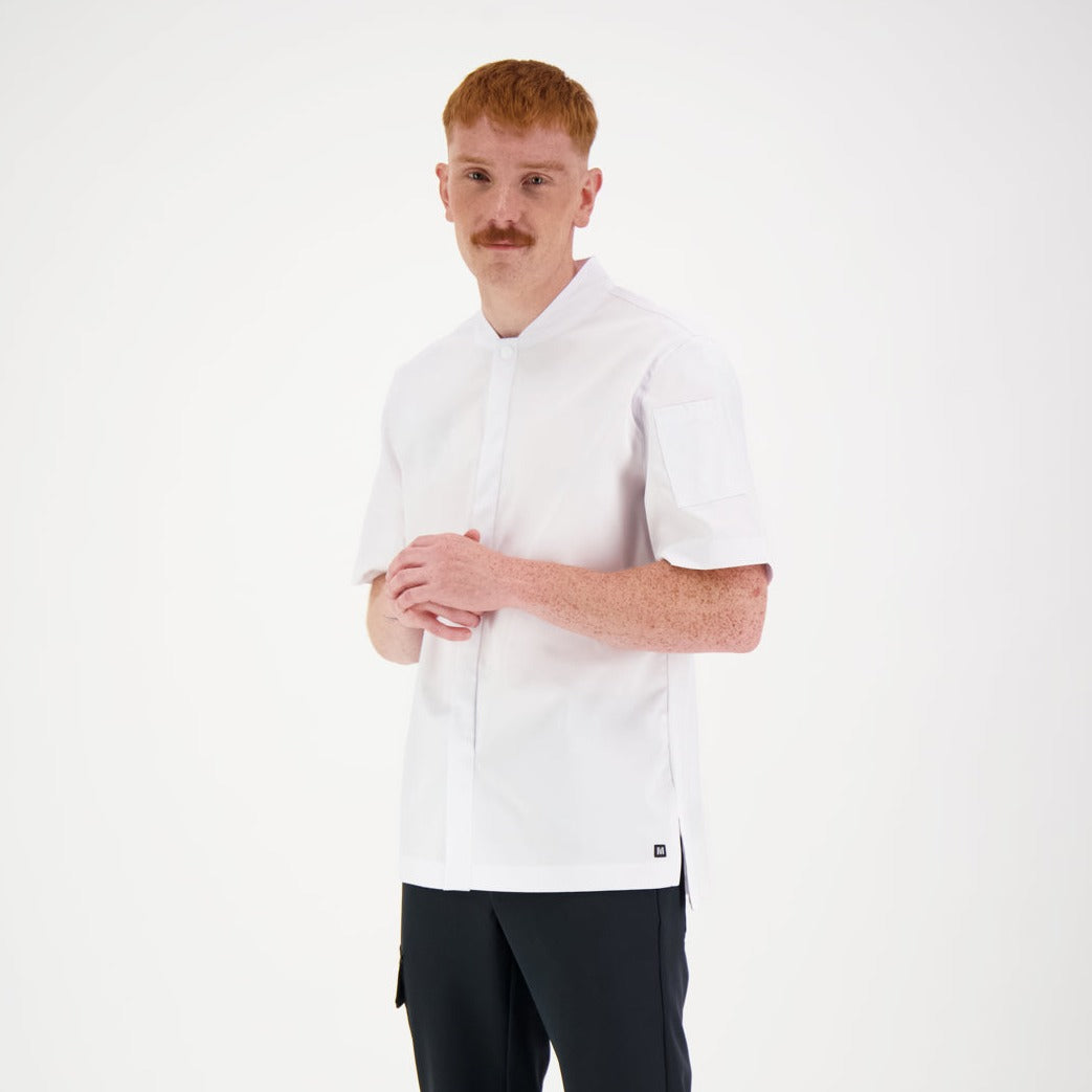 Mallin päällä valkoinen Leo unisex kokkitakki